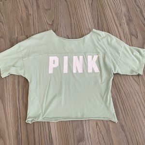Teal & White PINK crop top